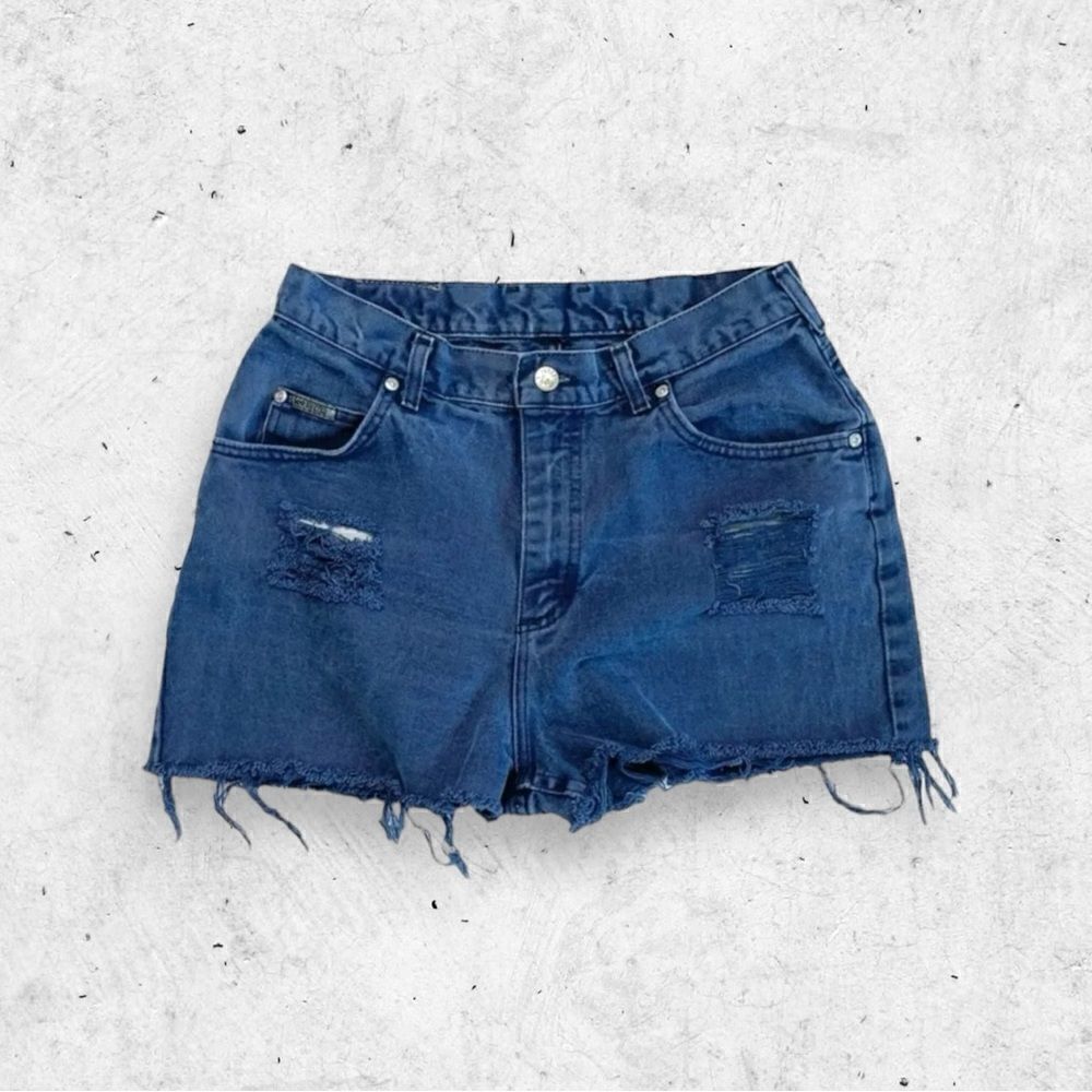 Vtg 90s Lee Riveted High Rise Denim Cutoff Shorts